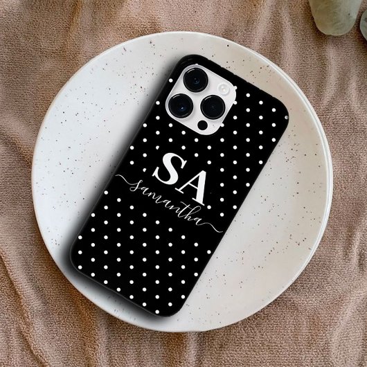 Minimalistische Schwarz-Weiß-Polka-Punkte Case-Mate iPhone Hülle