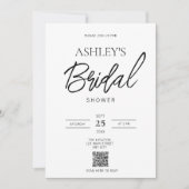 Minimalistische Schwarz-Weiß-QR-Codedusche - Einla Einladung (Vorderseite)