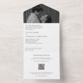 Minimalistische Schwarz-Weiß-QR-Foto-Hochzeit All In One Einladung (Innen Boden)