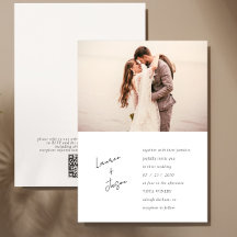 Minimalistische Schwarz-Weiß-QR-Foto-Hochzeit
