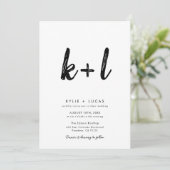 Minimalistische Schwarz-Weiß-Qr-Foto-Hochzeit Einladung (Stehend Vorderseite)