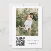 Minimalistische Schwarz-Weiß-Qr-Foto-Hochzeit Einladung (Rückseite)