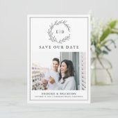 Minimalistische Schwarz-Weiß-QR-Foto-Hochzeit Save The Date (Stehend Vorderseite)