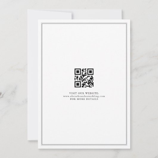 Minimalistische Schwarz-Weiß-QR-Foto-Hochzeit Save The Date (Rückseite)