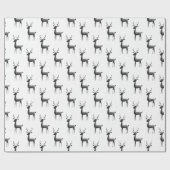 Minimalistische Schwarz-Weiß-Rentiere Weihnachten Geschenkpapier (Flach)