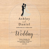 Minimalistische Schwarz-Weiß-Romantik Acryleinladungen (Vorderseite)