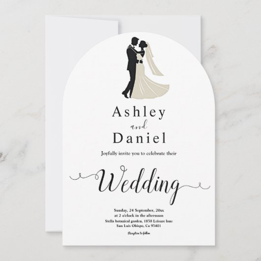 Minimalistische Schwarz-Weiß-Romantik Einladung (Vorderseite)