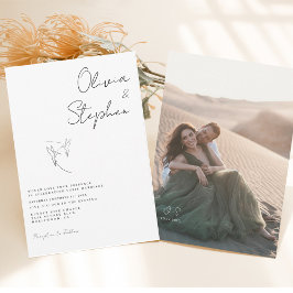 Minimalistische Schwarz-Weiß-Romantische Foto Hoch Einladung