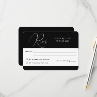 Minimalistische Schwarz-Weiß-RSVP-Karte RSVP Karte
