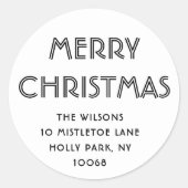 Minimalistische Schwarz/Weiß-Rücksendeadresse Runder Aufkleber (Vorderseite)