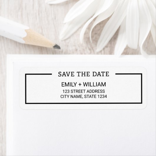 Minimalistische Schwarz-Weiß-Save the Date-Adresse (Insitu)