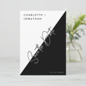 Minimalistische Schwarz-Weiß-Save the Date Hochzei Einladung (Stehend Vorderseite)