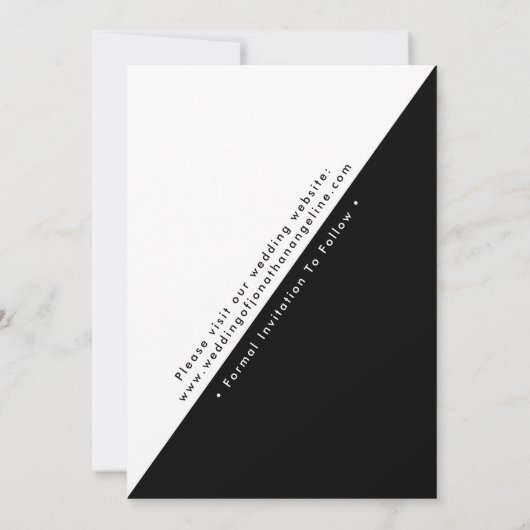 Minimalistische Schwarz-Weiß-Save the Date Hochzei Einladung (Rückseite)