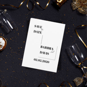Minimalistische Schwarz/Weiß-Save the Date-Karte Save The Date