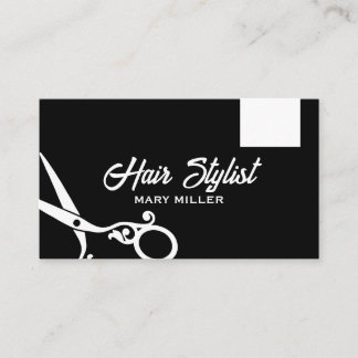 Minimalistische Schwarz-Weiß-Schere Friseur Visitenkarte