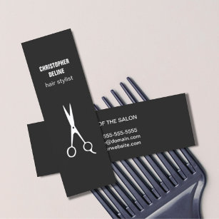 Minimalistische Schwarz-Weiß-Scheren-Haarstylle Mini Visitenkarte
