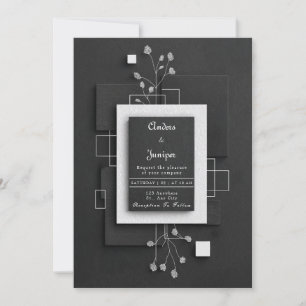 Minimalistische Schwarz-Weiß-Schichtung Textur Qua Einladung