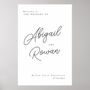 Minimalistische Schwarz-Weiß-Schrift Hochzeits-Wil Poster