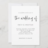 Minimalistische Schwarz-Weiß-Script-Hochzeit Einladung (Vorderseite)