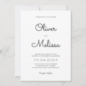 Minimalistische Schwarz-Weiß-Script-Hochzeit Einladung (Vorderseite)