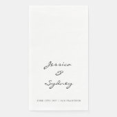 Minimalistische Schwarz-Weiß-Script-Hochzeit Serviette (Vorderseite)