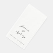 Minimalistische Schwarz-Weiß-Script-Hochzeit Serviette (Ecke)
