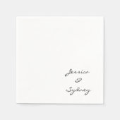 Minimalistische Schwarz-Weiß-Script-Hochzeit Serviette (Vorderseite)