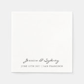Minimalistische Schwarz-Weiß-Script-Hochzeit Serviette (Vorderseite)