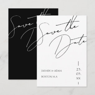 Minimalistische Schwarz-Weiß-Script-Typografie-Hoc Save The Date