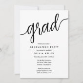 Minimalistische Schwarz-Weiß-Skripterkennungsparte Einladung (Vorderseite)