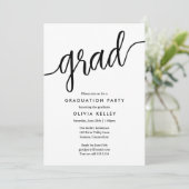 Minimalistische Schwarz-Weiß-Skripterkennungsparte Einladung (Stehend Vorderseite)