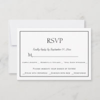 Minimalistische Schwarz-Weiß-Speisekarte RSVP-Kart
