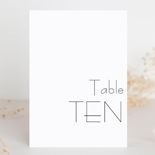 Minimalistische Schwarz-Weiß-Spielerei-Typografie Tischnummer