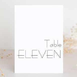 Minimalistische Schwarz-Weiß-Spielerei-Typografie Tischnummer