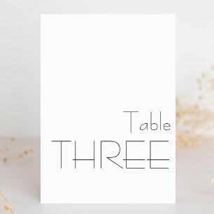 Minimalistische Schwarz-Weiß-Spielerei-Typografie  Tischnummer