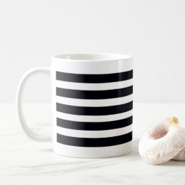 Minimalistische Schwarz-Weiß-Streifen Kaffeetasse