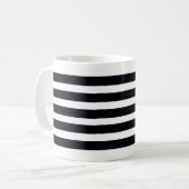 Minimalistische Schwarz-Weiß-Streifen Kaffeetasse (Vorderseite Links)