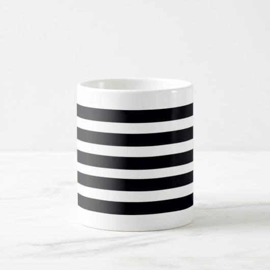 Minimalistische Schwarz-Weiß-Streifen Kaffeetasse (Mittel)