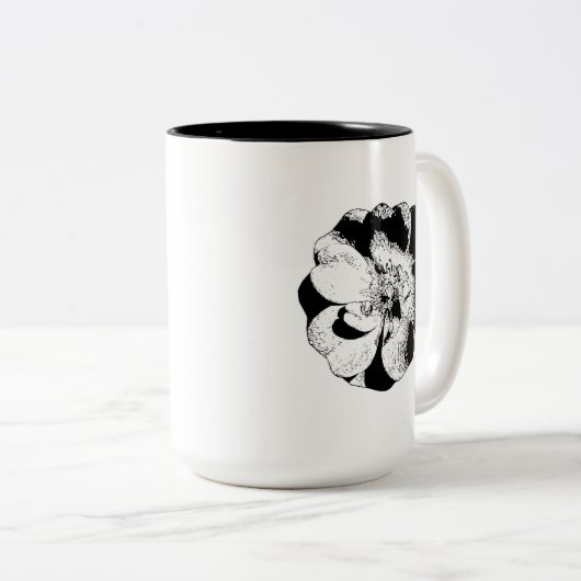 Minimalistische Schwarz-Weiß-Tasse Zweifarbige Tasse (VorderseiteRechts)