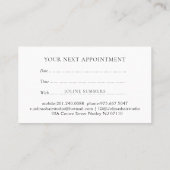 Minimalistische Schwarz-Weiß-Terminkarte Terminkarte (Rückseite)