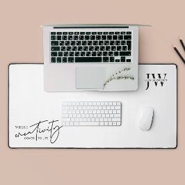 Minimalistische Schwarz/Weiß-Trendy Monogram-Initi Schreibtischunterlage