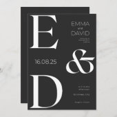 Minimalistische Schwarz-Weiß-Typografie Hochzeit I (Vorne/Hinten)