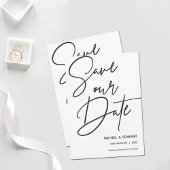 Minimalistische Schwarz-Weiß-Typografie-Hochzeit Save The Date