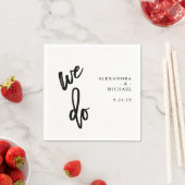 Minimalistische Schwarz-Weiß-Typografie-Hochzeit Serviette (Beispiel)