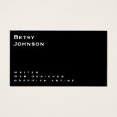 Minimalistische Schwarz/Weiß-Visitenkarte (Vorderseite)