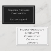 Minimalistische Schwarz/Weiß-Visitenkarte Visitenkarte (Vorne/Hinten)