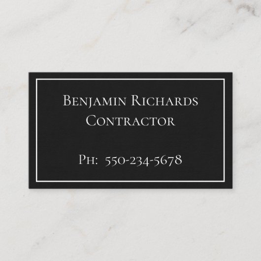 Minimalistische Schwarz/Weiß-Visitenkarte Visitenkarte (Vorderseite)