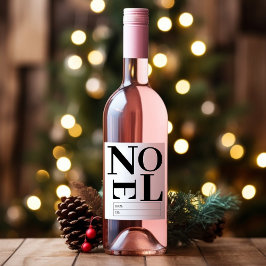 Minimalistische Schwarz-Weiß-Weihnachten Weinetikett