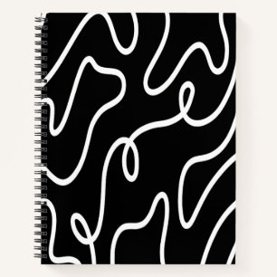 Minimalistische Schwarz-Weiß-Wellentinienkunst Notizblock