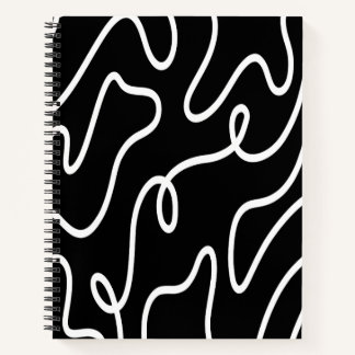 Minimalistische Schwarz-Weiß-Wellentinienkunst  Notizblock